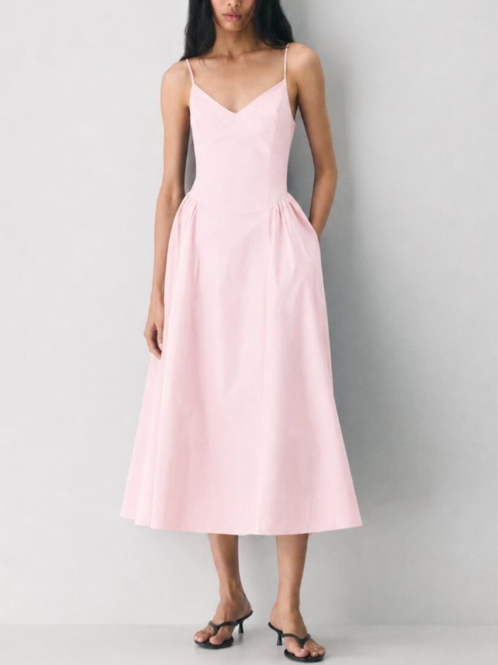 Aritzia Babaton technique Blush Pink Spaghetti-Strap Midi Dress size 0